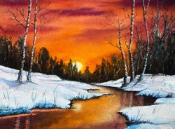 2023-01 Abendstimmung am winterlichen Bach I